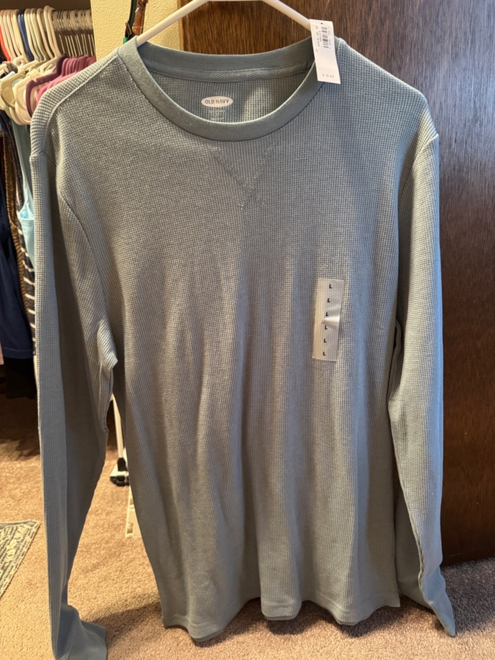 Old Navy Men's Long Sleeve Thermal Tee - Dusty Blue